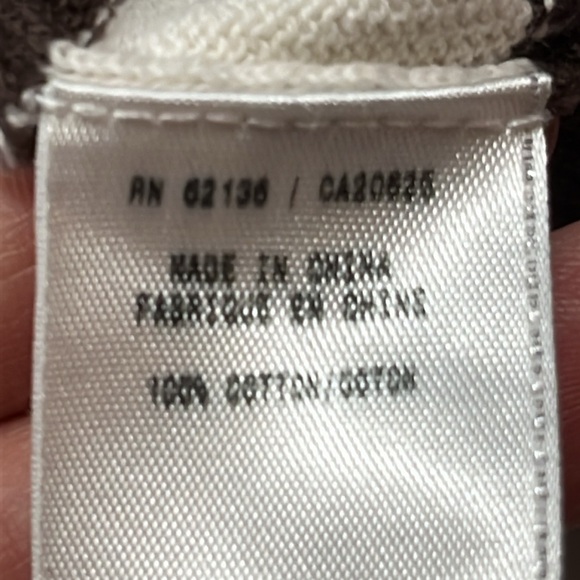 BROWN GUESS USA cream striped Sweater full ZIP up Pockets mock neck mens large L - Picture 16 of 16